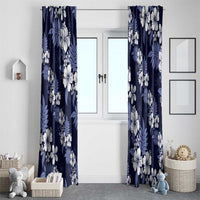 Hawaiian Hibiscus Tribal Floral Blue Window Curtain Polynesian Tapa Pattern LT01 - Polynesian Pride