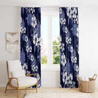 Hawaiian Hibiscus Tribal Floral Blue Window Curtain Polynesian Tapa Pattern LT01 - Polynesian Pride