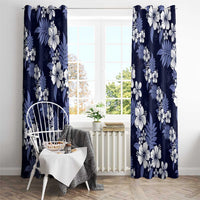 Hawaiian Hibiscus Tribal Floral Blue Window Curtain Polynesian Tapa Pattern LT01 - Polynesian Pride