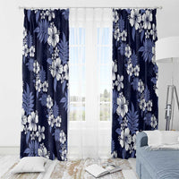 Hawaiian Hibiscus Tribal Floral Blue Window Curtain Polynesian Tapa Pattern LT01 - Polynesian Pride