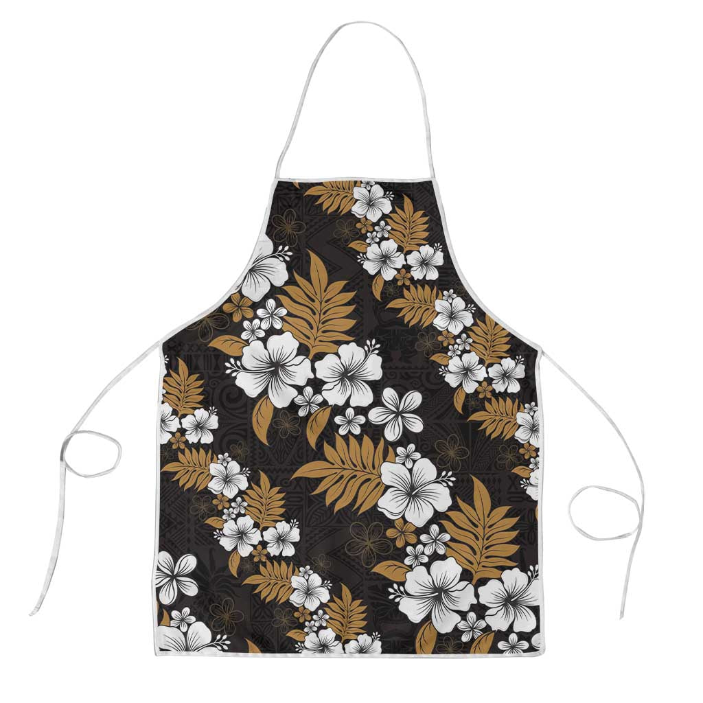 Hawaiian Hibiscus Tribal Floral Brown Apron Polynesian Tapa Pattern - Polynesian Pride