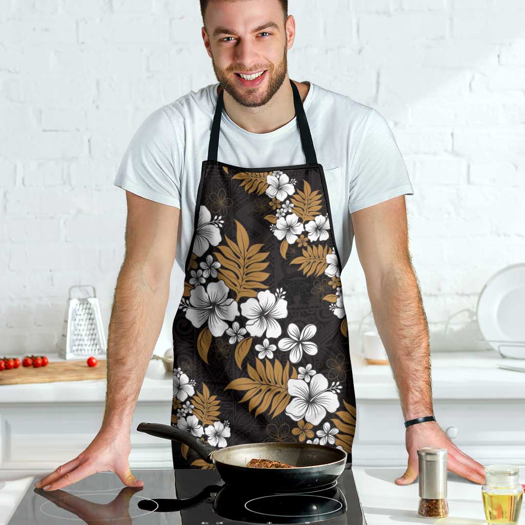 Hawaiian Hibiscus Tribal Floral Brown Apron Polynesian Tapa Pattern - Polynesian Pride