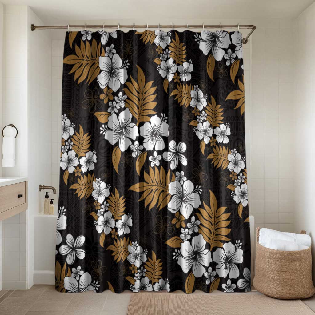 Hawaiian Hibiscus Tribal Floral Brown Bathroom Set Polynesian Tapa Pattern - Polynesian Pride