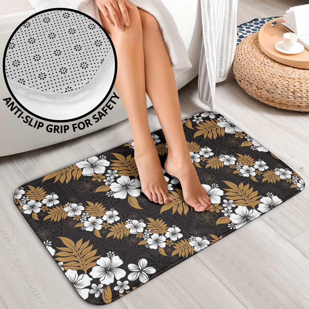 Hawaiian Hibiscus Tribal Floral Brown Bathroom Set Polynesian Tapa Pattern - Polynesian Pride
