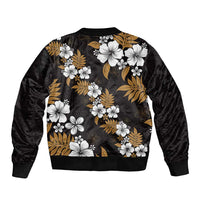 Hawaiian Hibiscus Tribal Floral Brown Bomber Jacket Polynesian Tapa Pattern LT01 - Polynesian Pride
