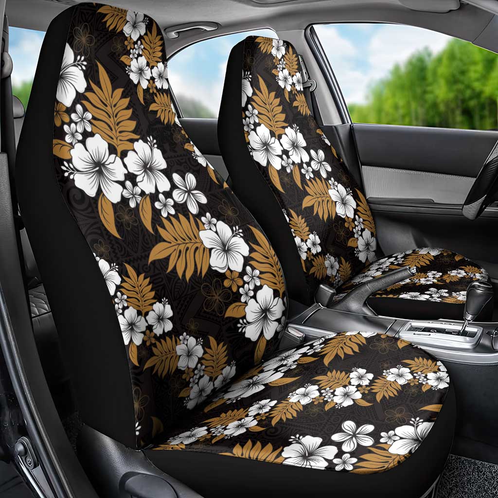 Hawaiian Hibiscus Tribal Floral Brown Car Seat Cover Polynesian Tapa Pattern - Polynesian Pride