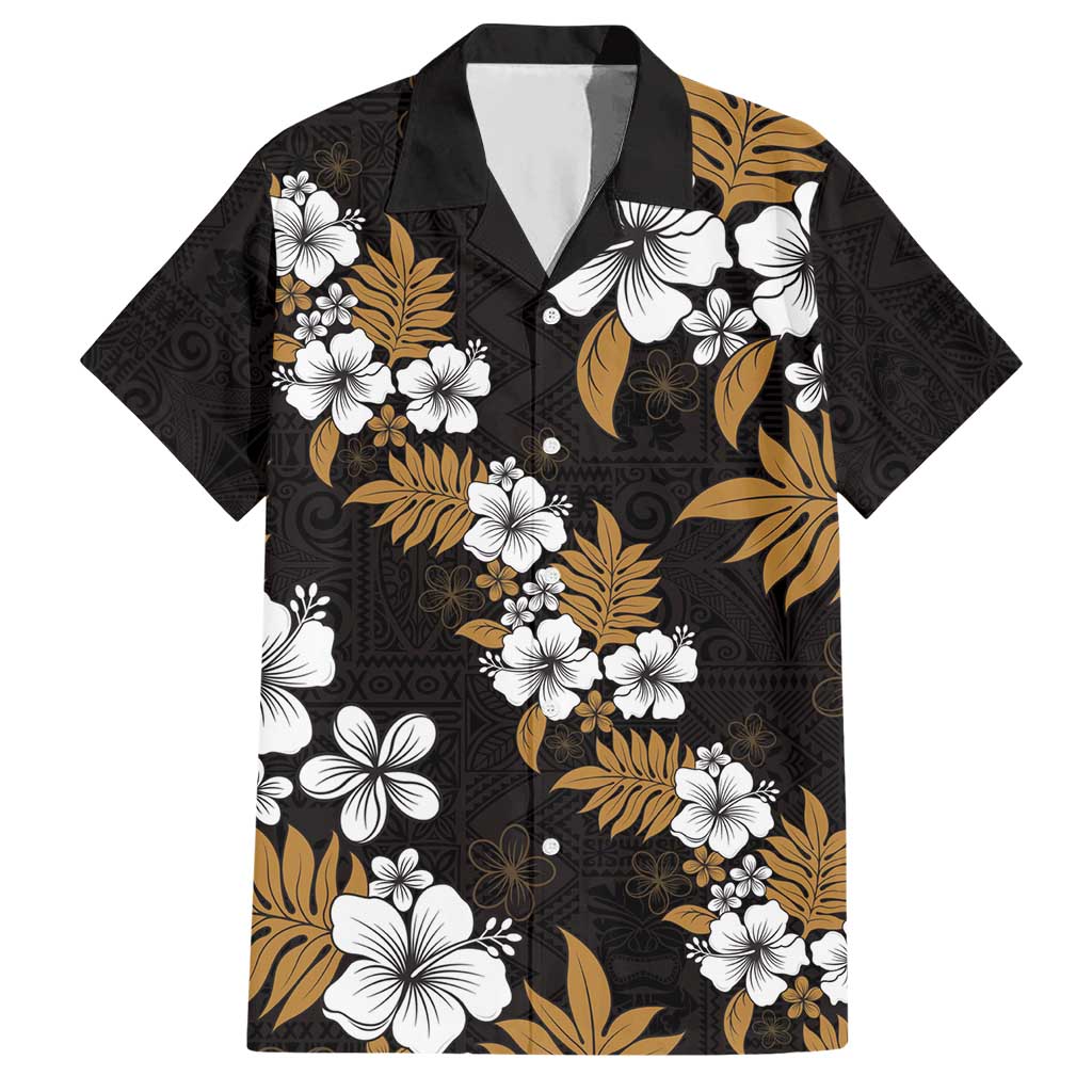 Hawaiian Hibiscus Tribal Floral Brown Hawaiian Shirt Polynesian Tapa Pattern - Polynesian Pride