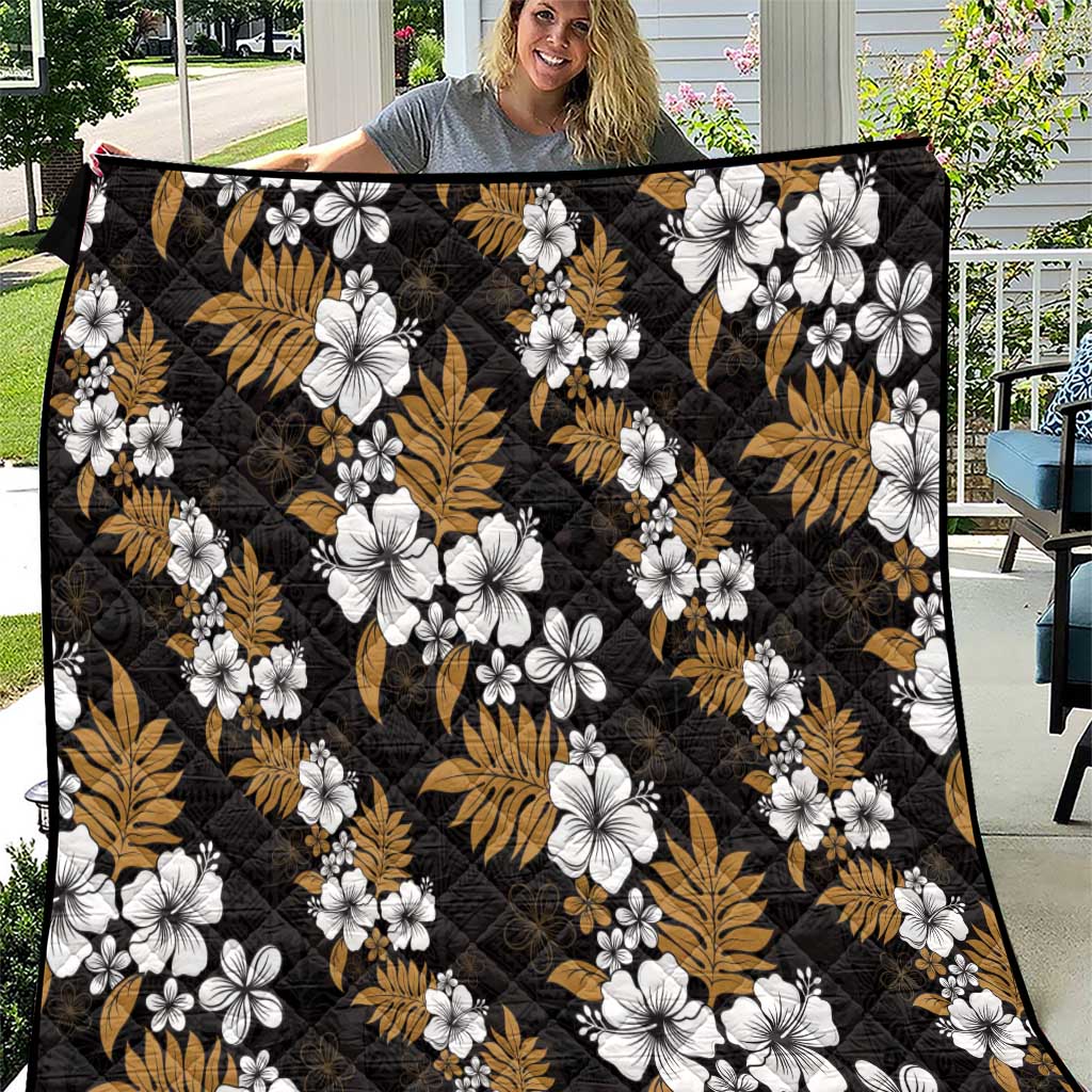 Hawaiian Hibiscus Tribal Floral Brown Quilt Polynesian Tapa Pattern - Polynesian Pride