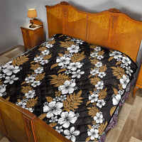 Hawaiian Hibiscus Tribal Floral Brown Quilt Polynesian Tapa Pattern - Polynesian Pride