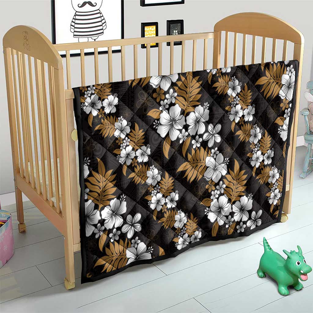 Hawaiian Hibiscus Tribal Floral Brown Quilt Polynesian Tapa Pattern - Polynesian Pride