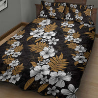 Hawaiian Hibiscus Tribal Floral Brown Quilt Bed Set Polynesian Tapa Pattern - Polynesian Pride