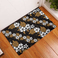 Hawaiian Hibiscus Tribal Floral Brown Rubber Doormat Polynesian Tapa Pattern - Polynesian Pride