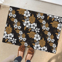 Hawaiian Hibiscus Tribal Floral Brown Rubber Doormat Polynesian Tapa Pattern - Polynesian Pride