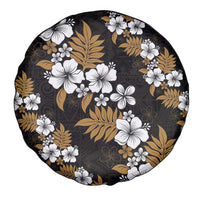 Hawaiian Hibiscus Tribal Floral Brown Spare Tire Cover Polynesian Tapa Pattern - Polynesian Pride