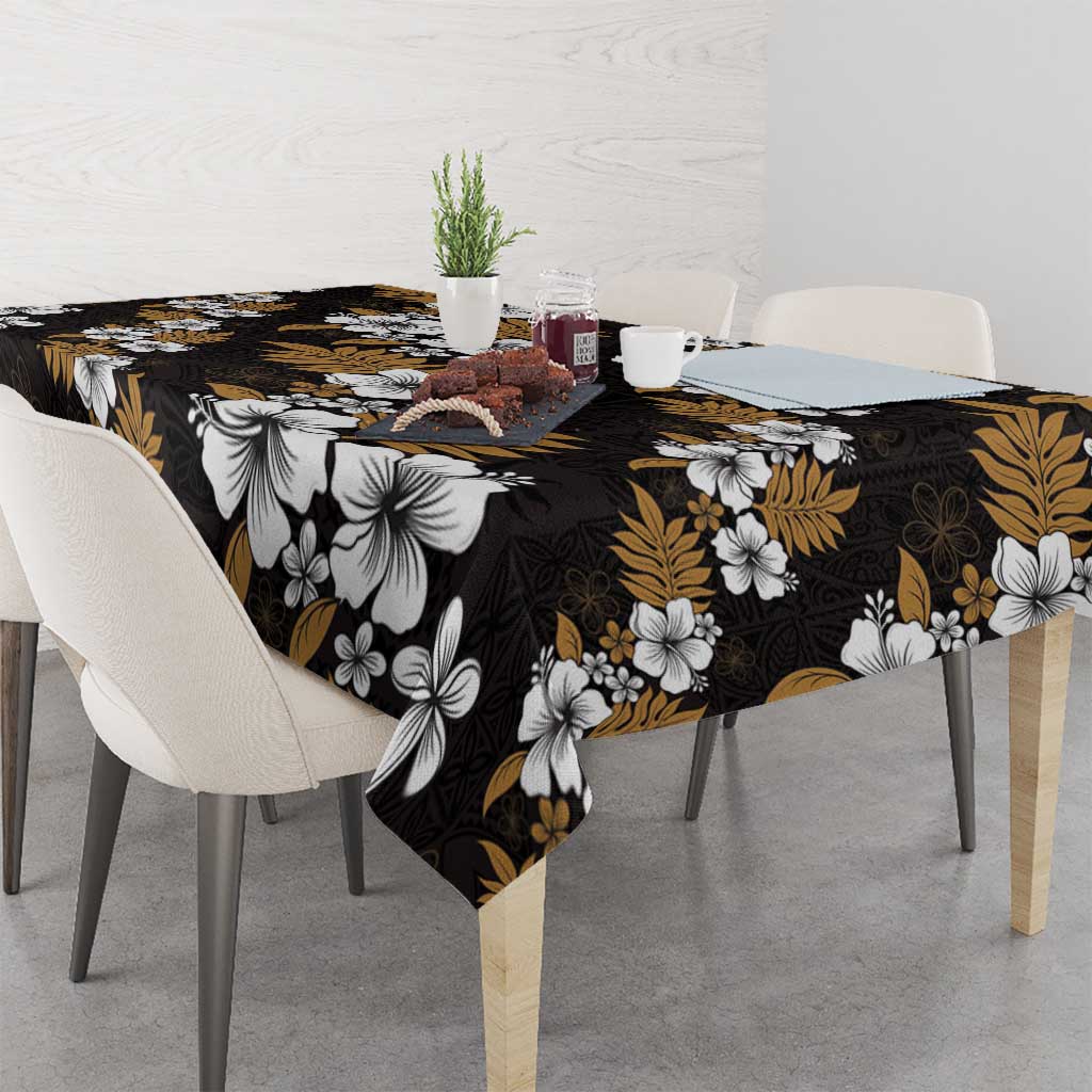Hawaiian Hibiscus Tribal Floral Brown Tablecloth Polynesian Tapa Pattern - Polynesian Pride