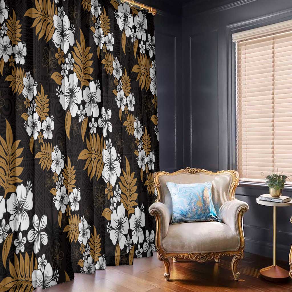Hawaiian Hibiscus Tribal Floral Brown Window Curtain Polynesian Tapa Pattern LT01 - Polynesian Pride