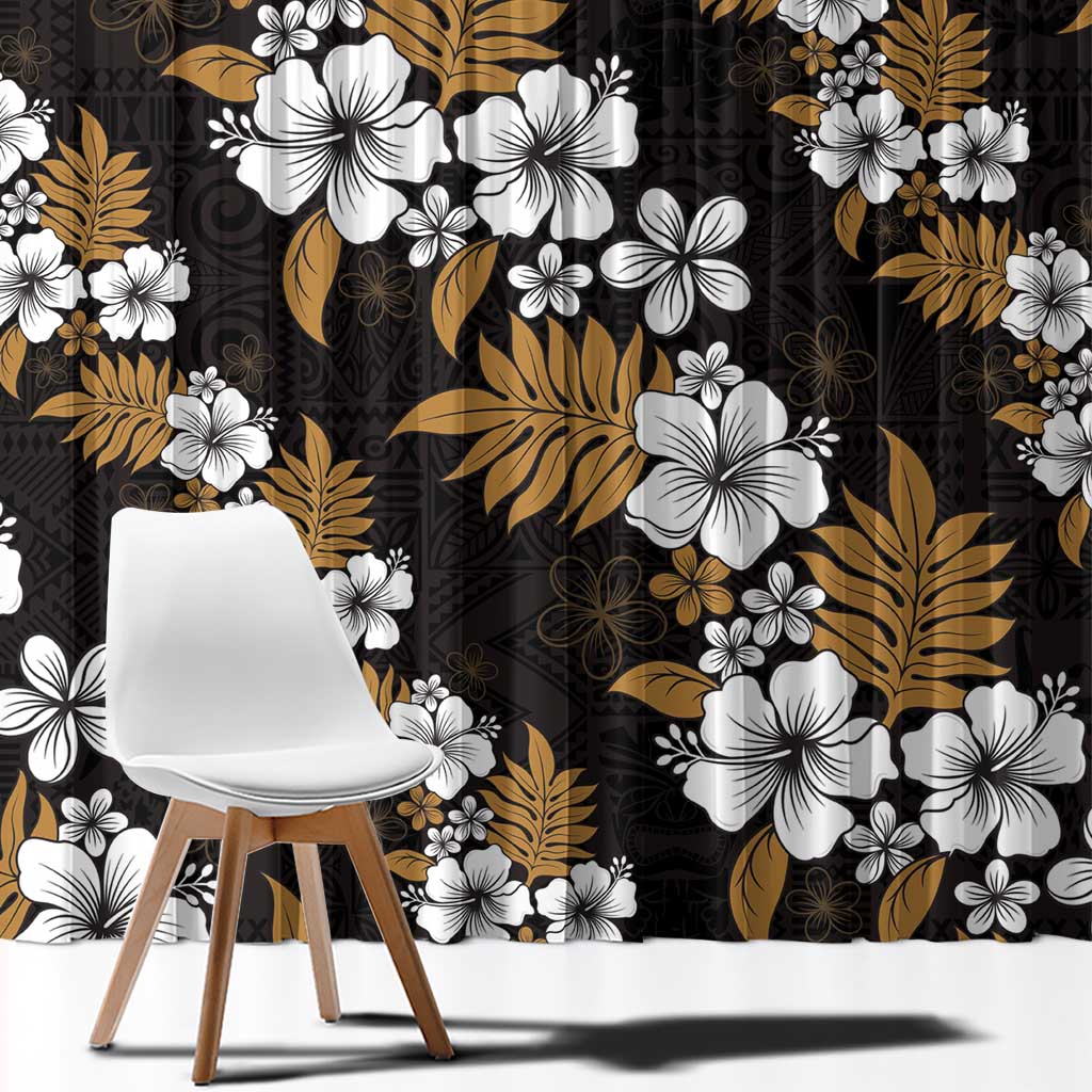 Hawaiian Hibiscus Tribal Floral Brown Window Curtain Polynesian Tapa Pattern LT01 - Polynesian Pride