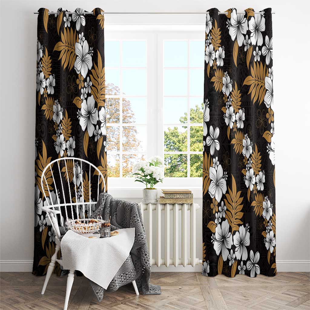 Hawaiian Hibiscus Tribal Floral Brown Window Curtain Polynesian Tapa Pattern LT01 - Polynesian Pride