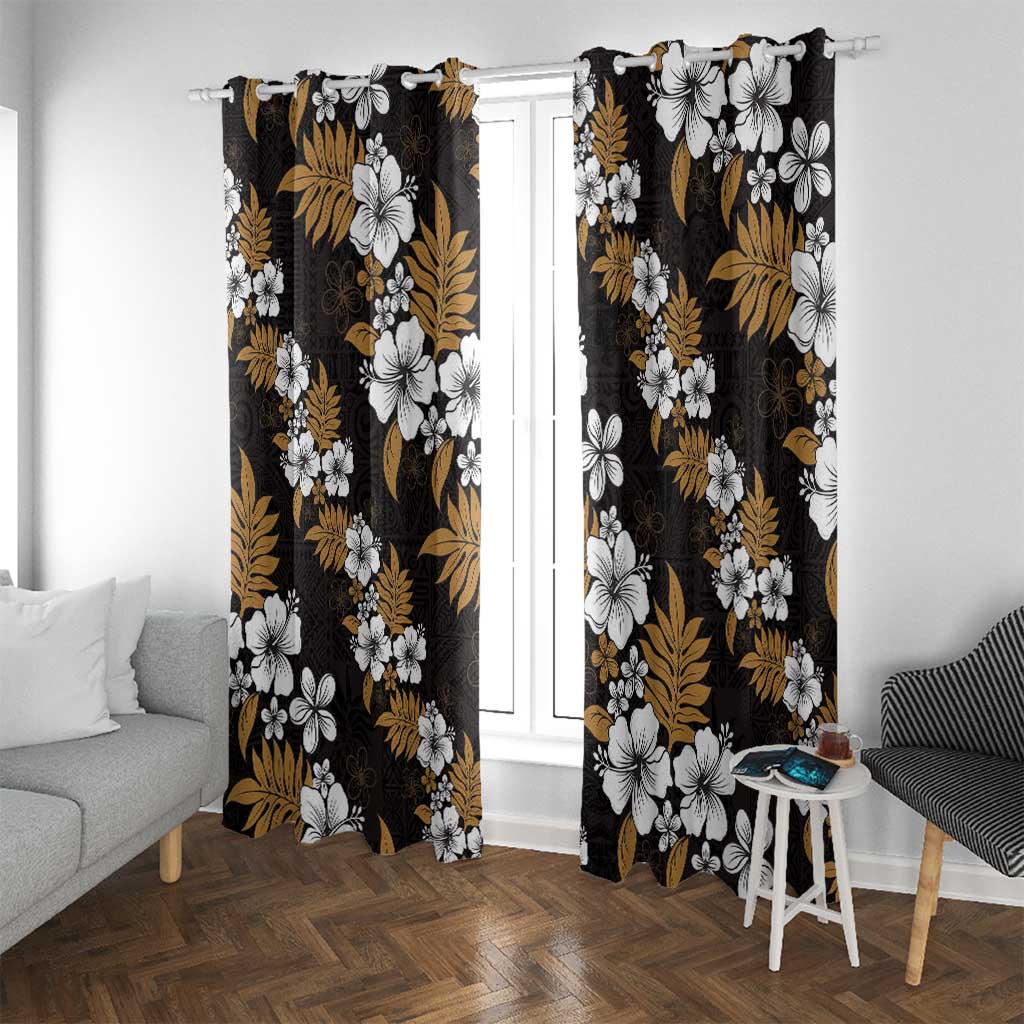 Hawaiian Hibiscus Tribal Floral Brown Window Curtain Polynesian Tapa Pattern LT01 With Grommets Brown - Polynesian Pride