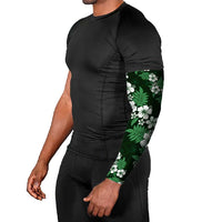 Hawaiian Hibiscus Tribal Floral Green Arm Sleeves Polynesian Tapa Pattern - Polynesian Pride