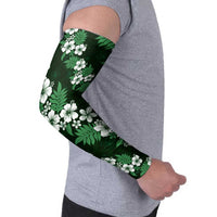 Hawaiian Hibiscus Tribal Floral Green Arm Sleeves Polynesian Tapa Pattern - Polynesian Pride