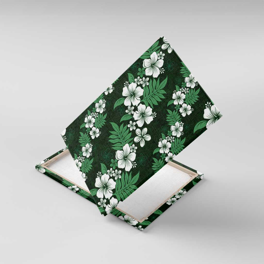 Hawaiian Hibiscus Tribal Floral Green Canvas Wall Art Polynesian Tapa Pattern - Polynesian Pride
