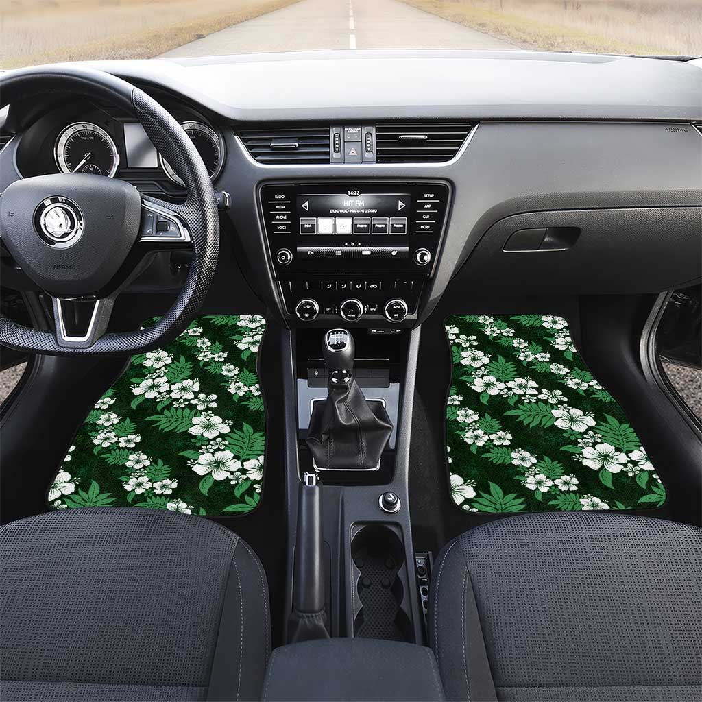 Hawaiian Hibiscus Tribal Floral Green Car Mats Polynesian Tapa Pattern - Polynesian Pride