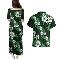 Hawaiian Hibiscus Tribal Floral Green Couples Matching Puletasi and Hawaiian Shirt Polynesian Tapa Pattern LT01 - Polynesian Pride