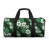Hawaiian Hibiscus Tribal Floral Green Duffle Bag Polynesian Tapa Pattern