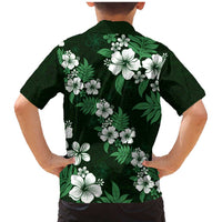 Hawaiian Hibiscus Tribal Floral Green Family Matching Mermaid Dress and Hawaiian Shirt Polynesian Tapa Pattern - Polynesian Pride