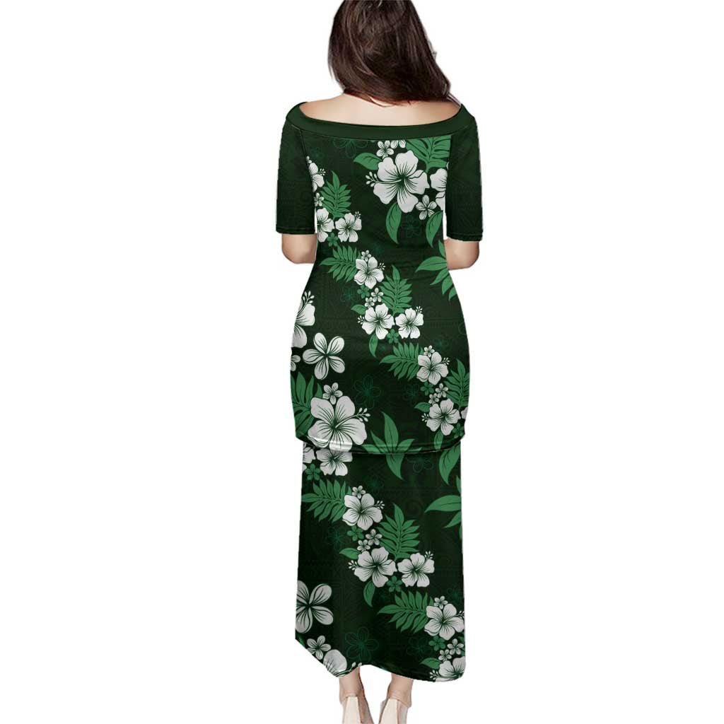 Hawaiian Hibiscus Tribal Floral Green Family Matching Puletasi and Hawaiian Shirt Polynesian Tapa Pattern - Polynesian Pride