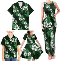 Hawaiian Hibiscus Tribal Floral Green Family Matching Tank Maxi Dress and Hawaiian Shirt Polynesian Tapa Pattern - Polynesian Pride