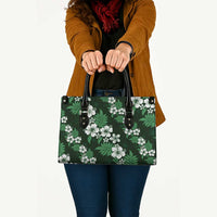 Hawaiian Hibiscus Tribal Floral Green Leather Bag Polynesian Tapa Pattern - Polynesian Pride
