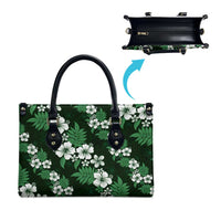 Hawaiian Hibiscus Tribal Floral Green Leather Bag Polynesian Tapa Pattern - Polynesian Pride