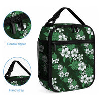 Hawaiian Hibiscus Tribal Floral Green Lunch Bag Polynesian Tapa Pattern