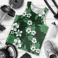 Hawaiian Hibiscus Tribal Floral Green Men Tank Top Polynesian Tapa Pattern - Polynesian Pride