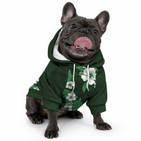 Hawaiian Hibiscus Tribal Floral Green Pet Hoodie Polynesian Tapa Pattern