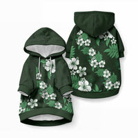 Hawaiian Hibiscus Tribal Floral Green Pet Hoodie Polynesian Tapa Pattern