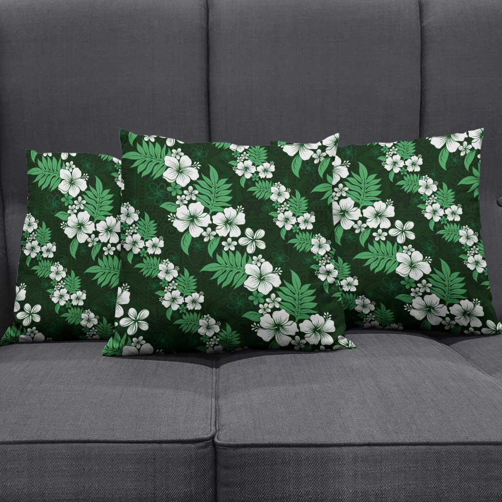 Hawaiian Hibiscus Tribal Floral Green Pillow Cover Polynesian Tapa Pattern - Polynesian Pride