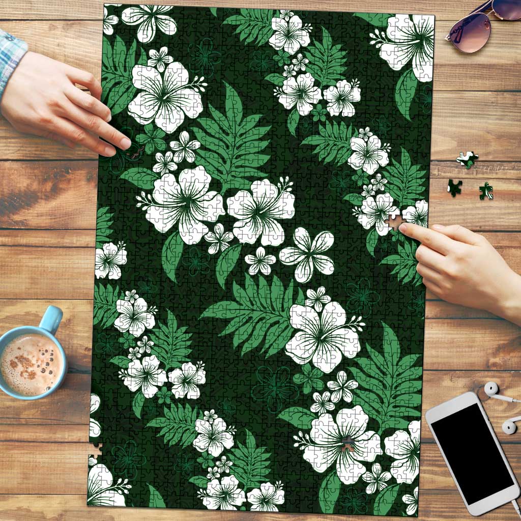 Hawaiian Hibiscus Tribal Floral Green Puzzle Polynesian Tapa Pattern LT01 Green - Polynesian Pride