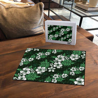 Hawaiian Hibiscus Tribal Floral Green Puzzle Polynesian Tapa Pattern - Polynesian Pride