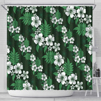 Hawaiian Hibiscus Tribal Floral Green Shower Curtain Polynesian Tapa Pattern - Polynesian Pride