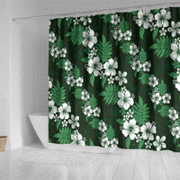 Hawaiian Hibiscus Tribal Floral Green Shower Curtain Polynesian Tapa Pattern - Polynesian Pride