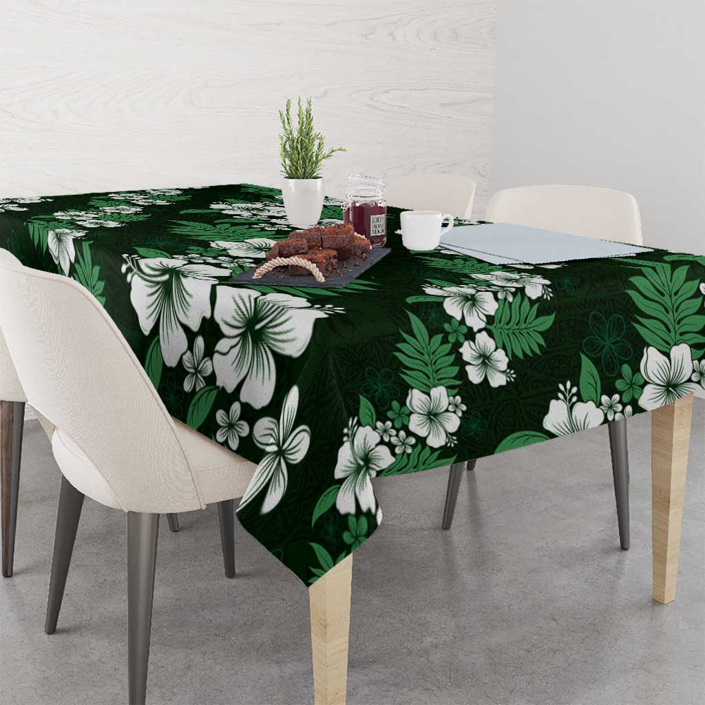 Hawaiian Hibiscus Tribal Floral Green Tablecloth Polynesian Tapa Pattern - Polynesian Pride
