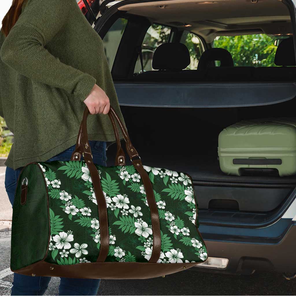 Hawaiian Hibiscus Tribal Floral Green Travel Bag Polynesian Tapa Pattern - Polynesian Pride