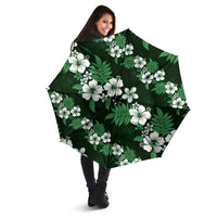 Hawaiian Hibiscus Tribal Floral Green Umbrella Polynesian Tapa Pattern - Polynesian Pride
