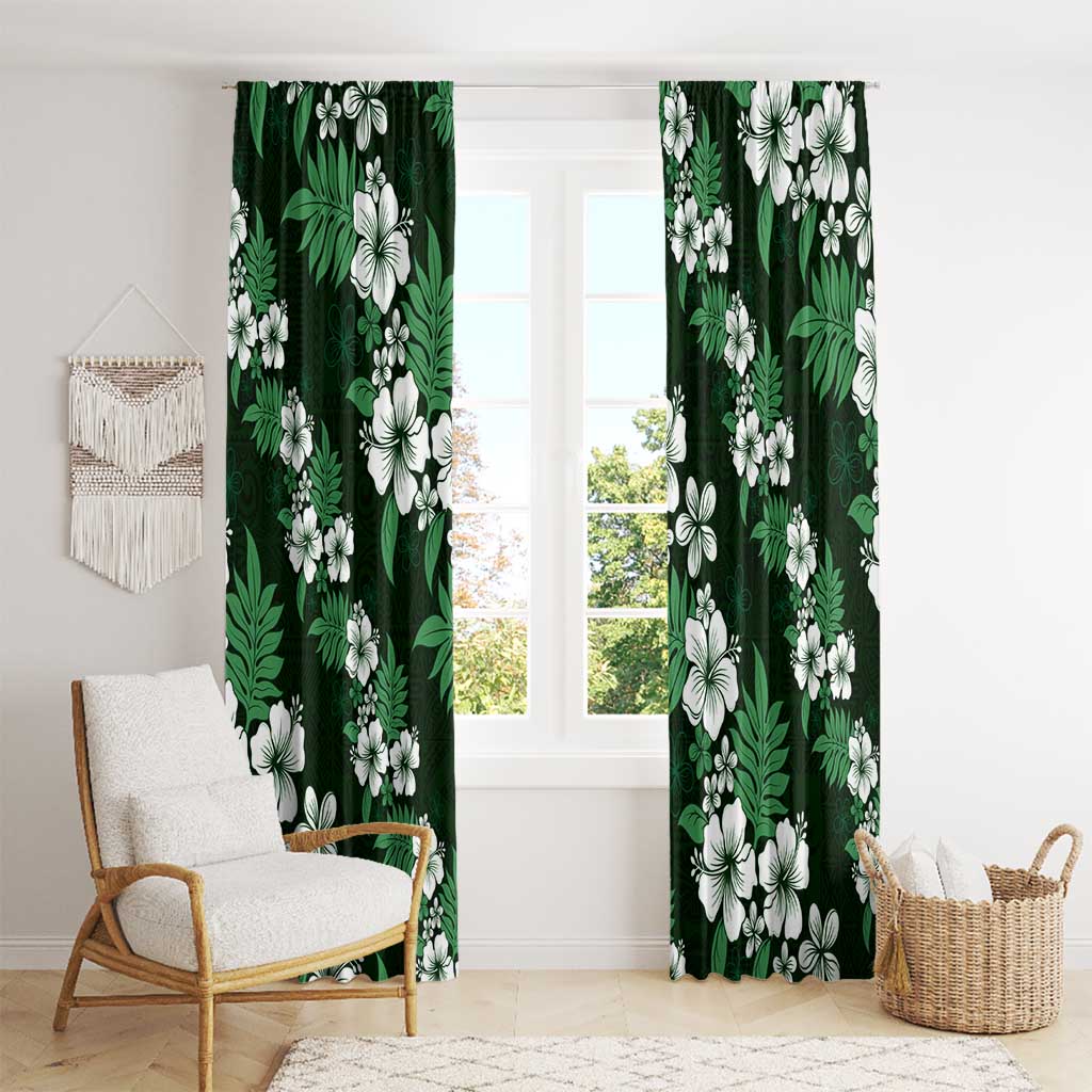 Hawaiian Hibiscus Tribal Floral Green Window Curtain Polynesian Tapa Pattern LT01 - Polynesian Pride