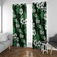 Hawaiian Hibiscus Tribal Floral Green Window Curtain Polynesian Tapa Pattern LT01 With Grommets Green - Polynesian Pride