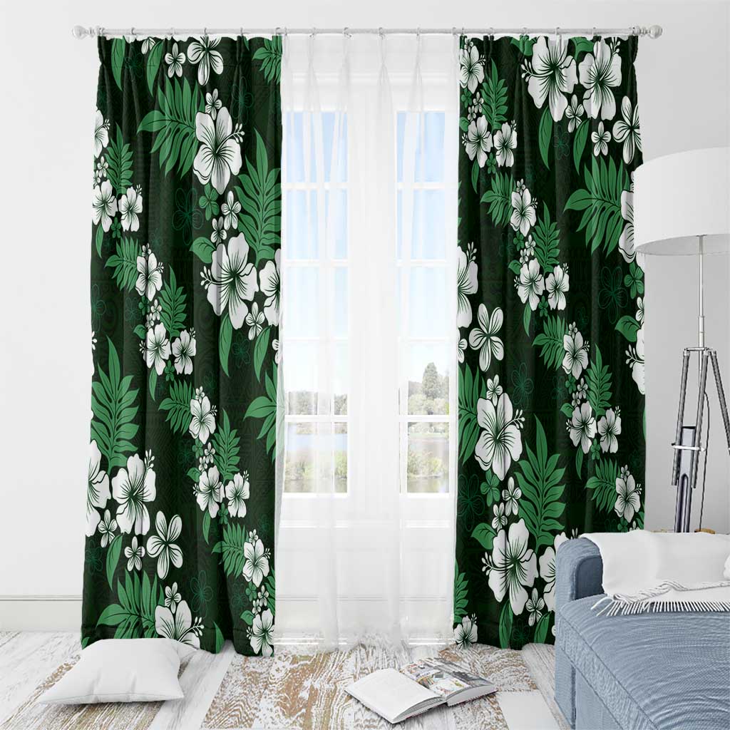 Hawaiian Hibiscus Tribal Floral Green Window Curtain Polynesian Tapa Pattern LT01 - Polynesian Pride