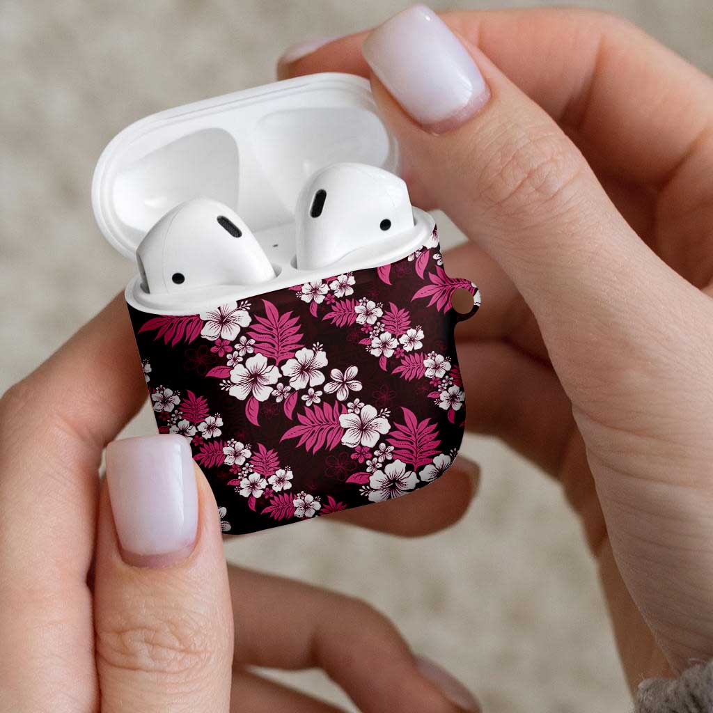 Hawaiian Hibiscus Tribal Floral Pink AirPods Case Polynesian Tapa Pattern - Polynesian Pride